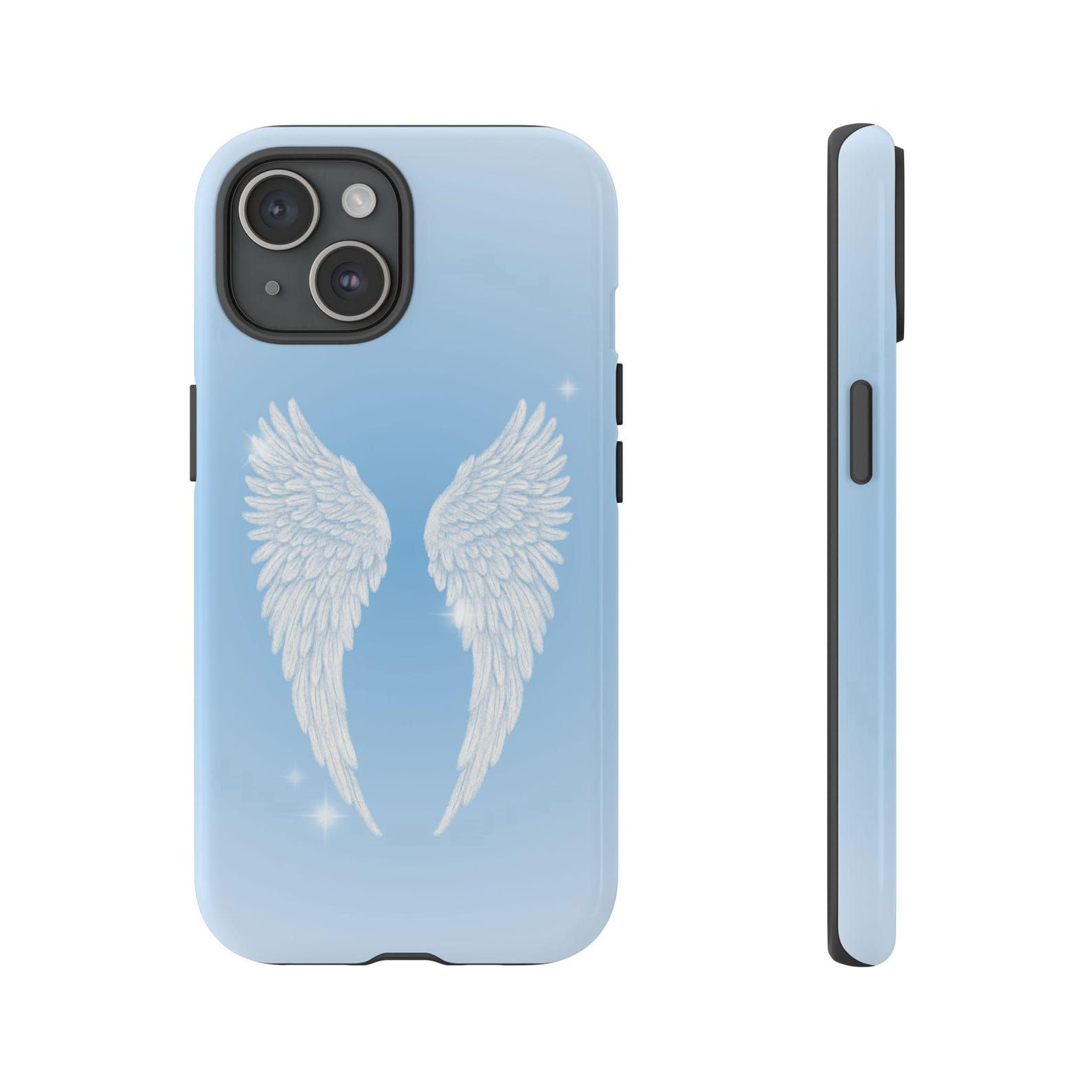 Angel Wings Phone Case, Trendy Blue Aura Protective Tough iPhone Cover, Angelic