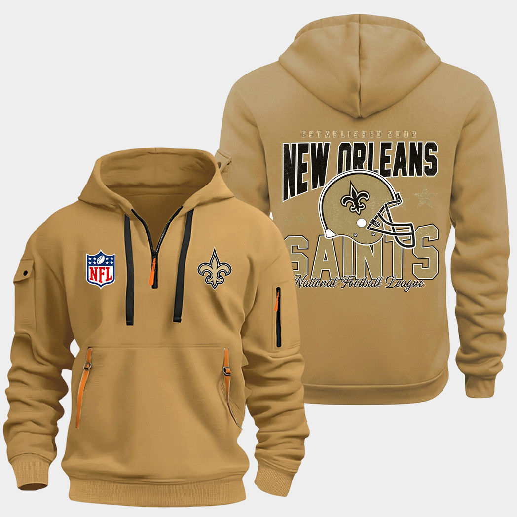 New Orleans Saints Gold Quarter Zip Hoodie