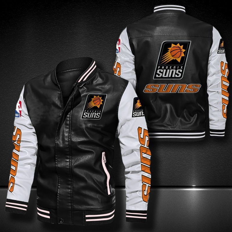 Phoenix Suns Leather Varsity Jacket Bomber Coat