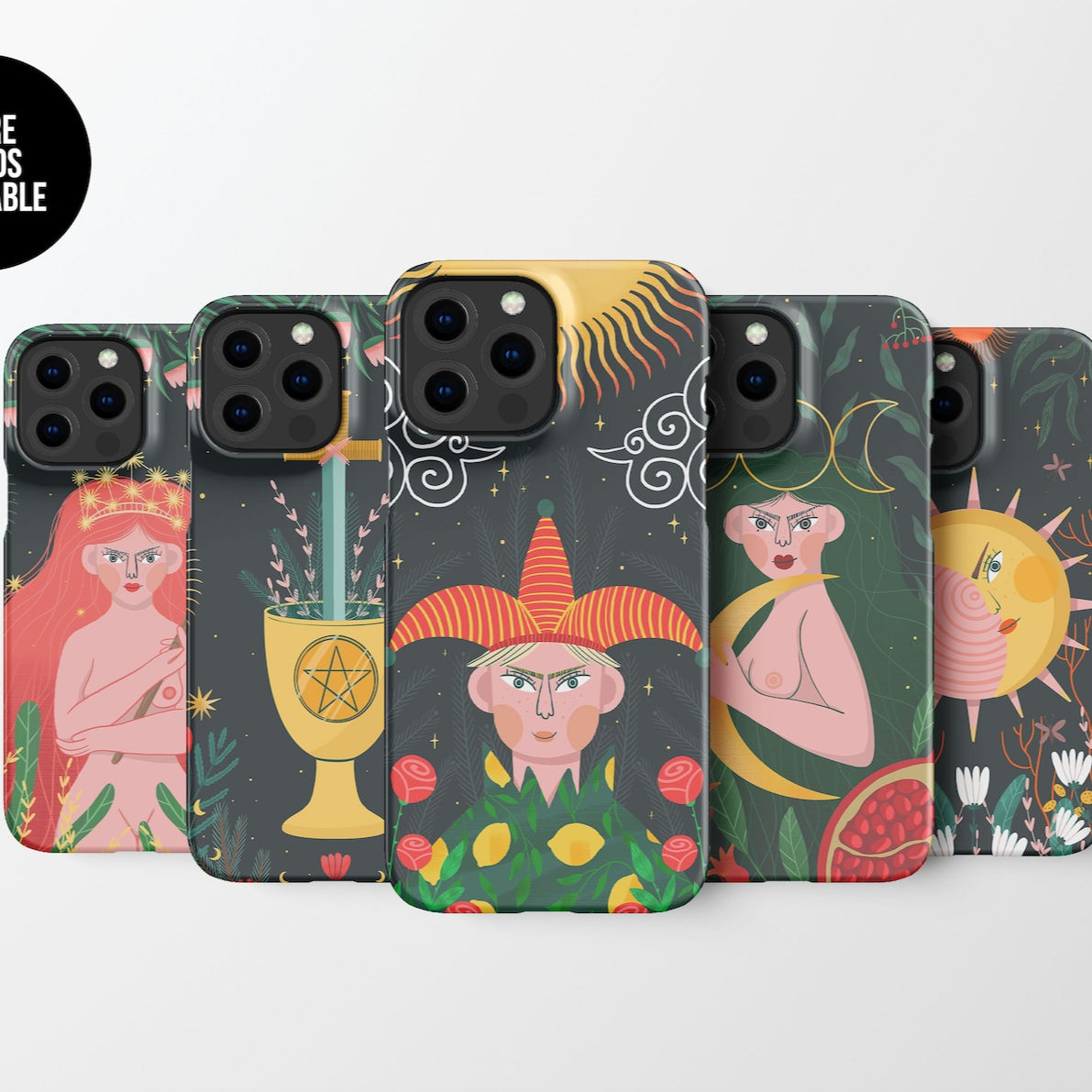 Tarot Pattern Phone Case Cover | Abstract Hard Shell Protective Snap Tough Case