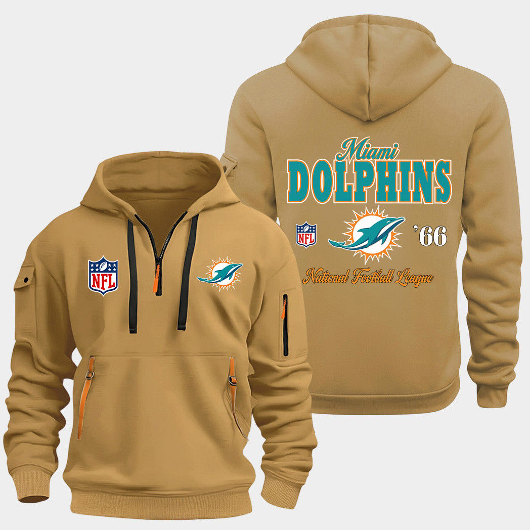 Miami Dolphins Gold Quarter Zip Hoodie