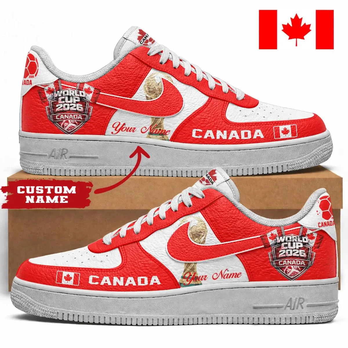 Canada Premium WC26 Road to Glory Custom Custom Air Force 1 Sneakers