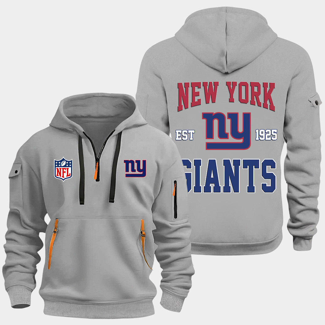 New York Giants Grey Quarter Zip Hoodie
