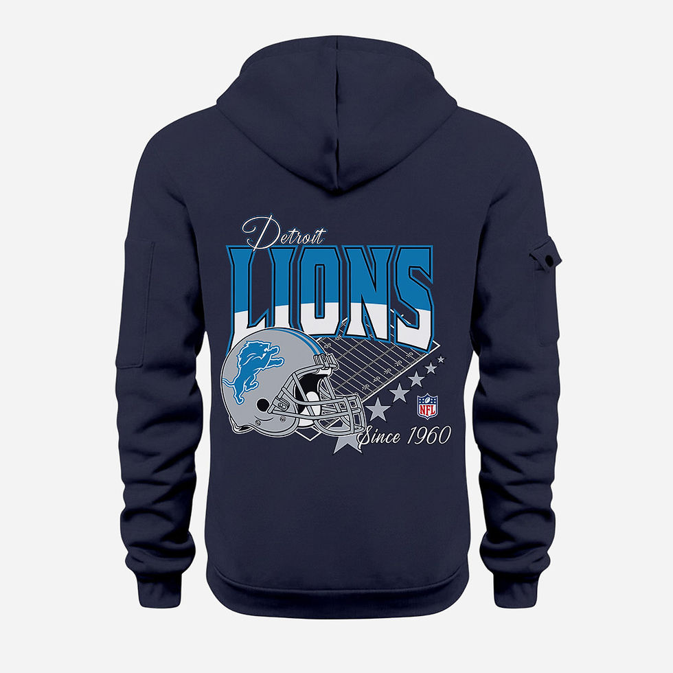 Thumbnail: Detroit Lions Navy Quarter Zip Hoodie