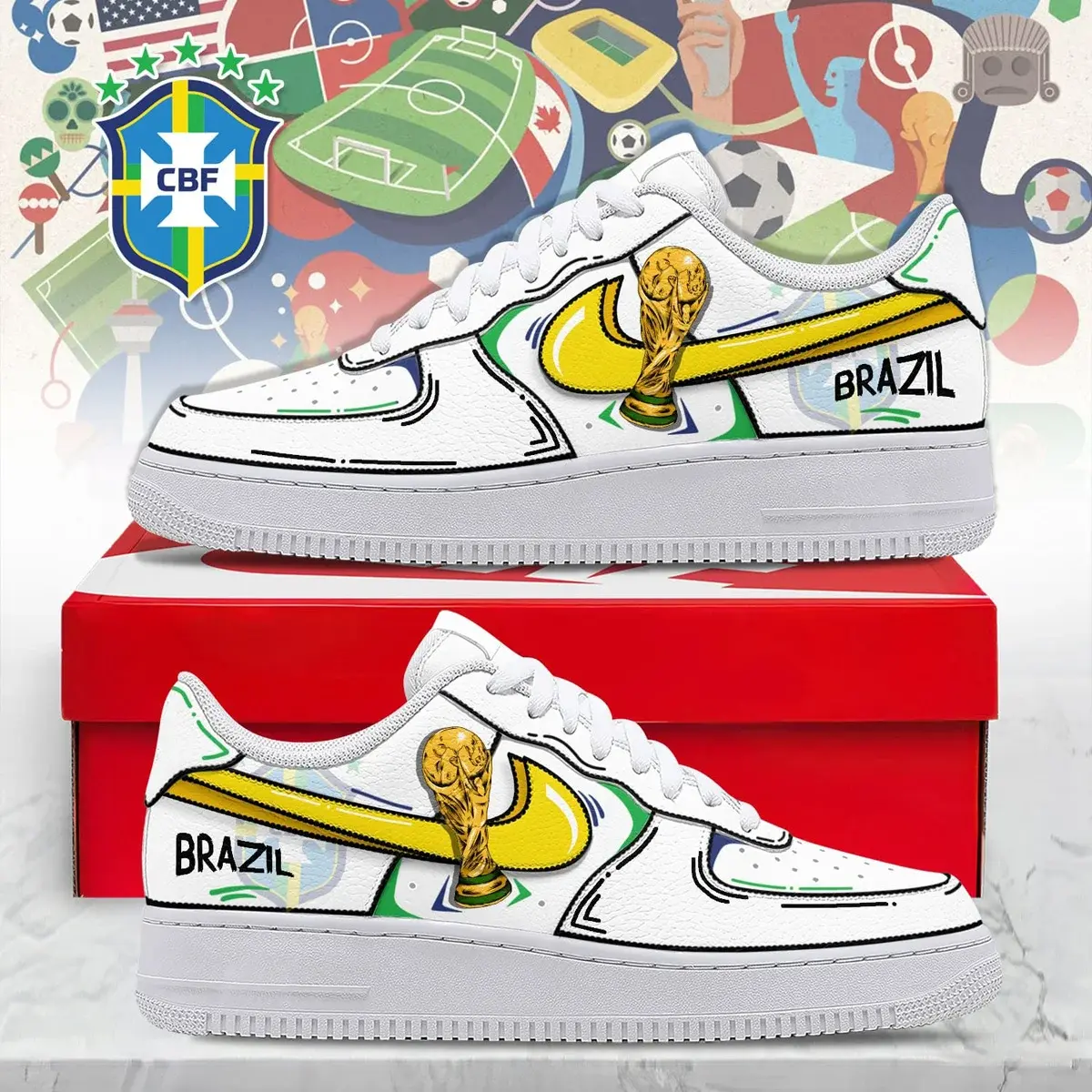 Brazil Premium WC26 Legacy Custom Air Force 1 - Air Jordan 1 Shoes Sneaker