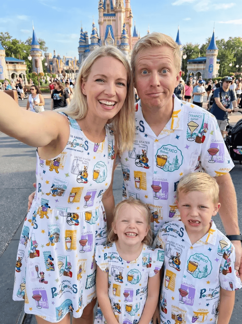 Family EPCOT Mouse Friends Hawaiian Shirt Dress Set, World Matching Outfit