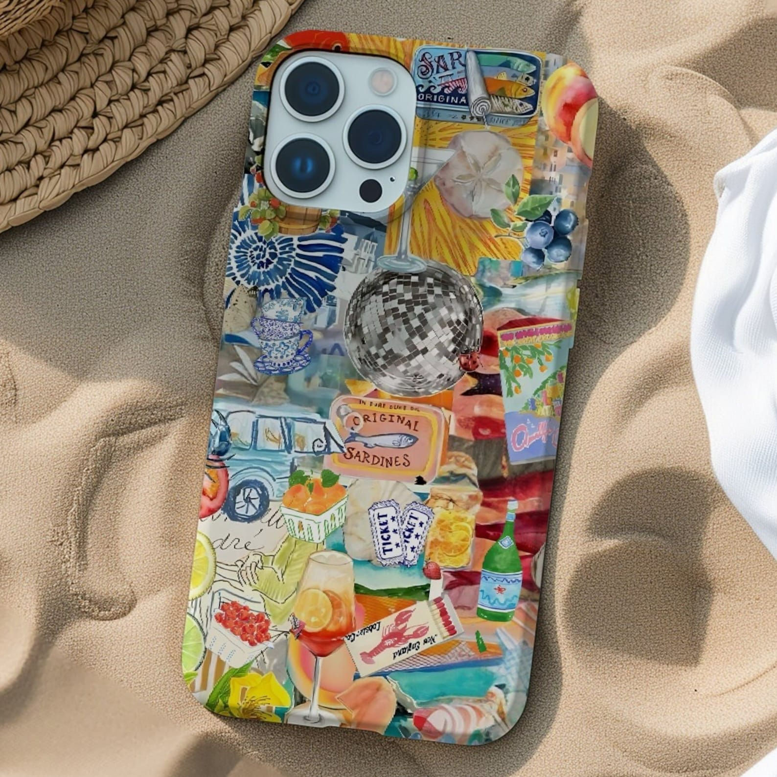 Italian Summer Harvest Collage Phone Case, European Summer, La Dolce Vita, Tomat