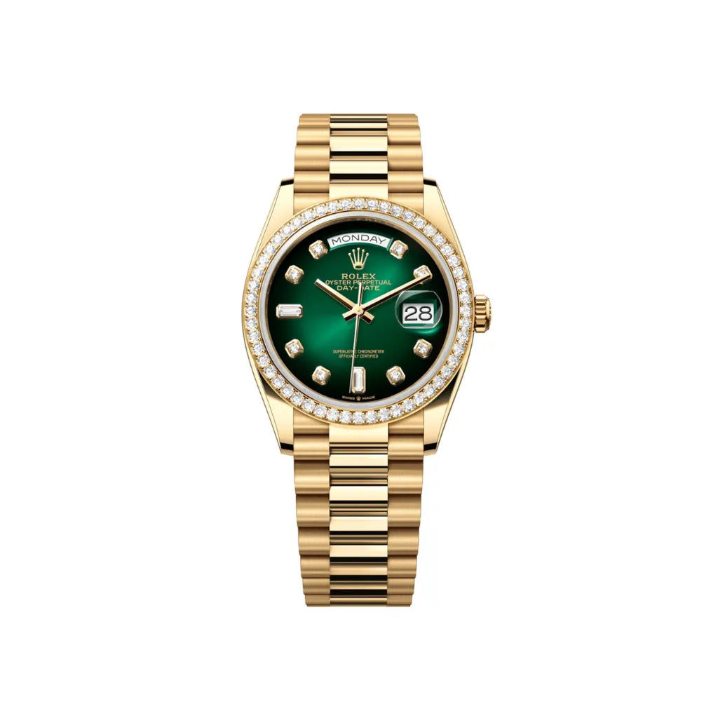 Rolex Day-Date Green Ombre Dial Bezel Women's Watch
