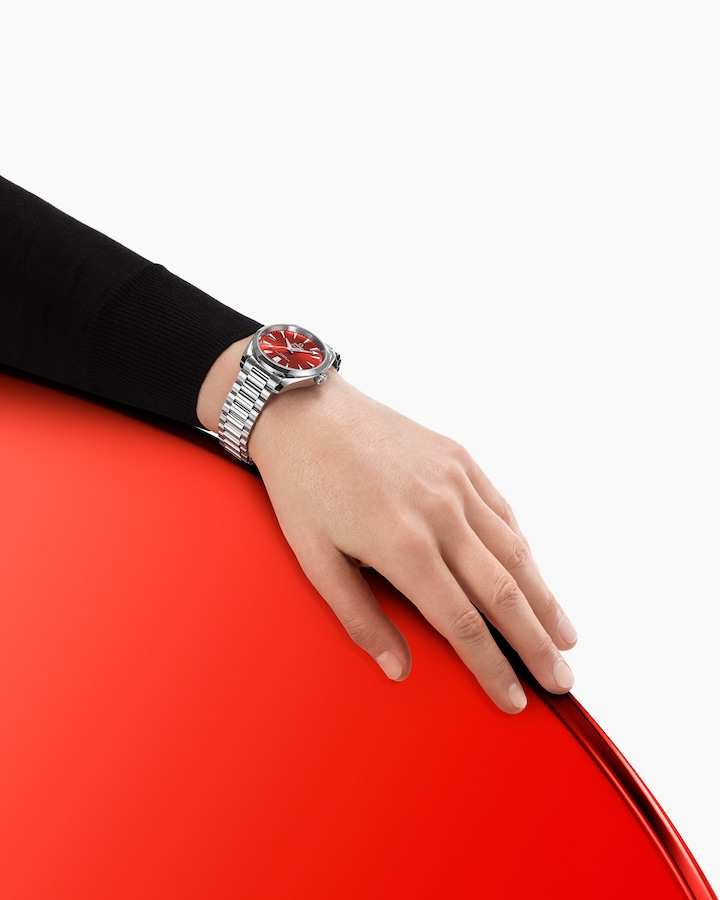 Thumbnail: Omega Seamaster Aqua Terra Shades 38 mm, steel on steel, Red Dial