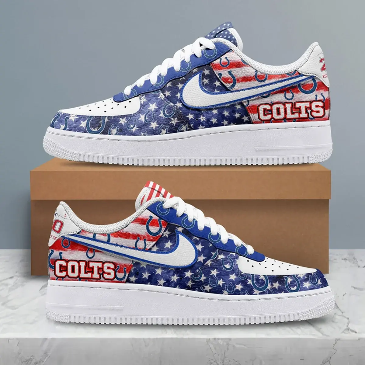 Indianapolis Colts Premium NFL 250 Years Of America Custom Air Force 1 Sneakers