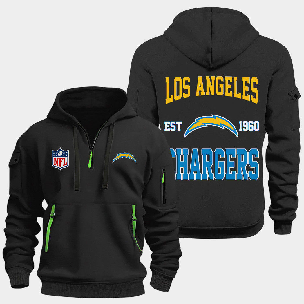 Los Angeles Chargers Black Quarter Zip Hoodie