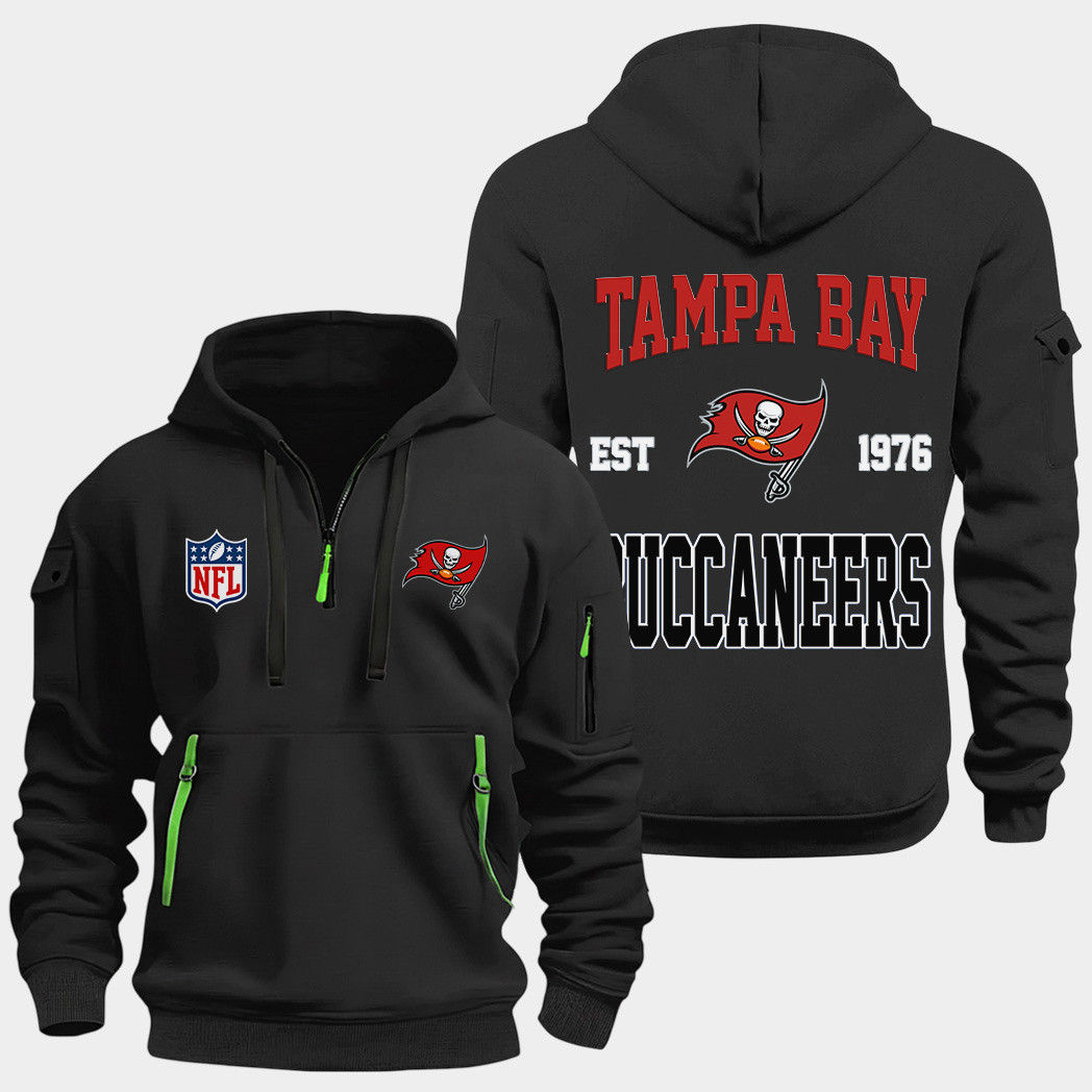 Tampa Bay Buccaneers Black Quarter Zip Hoodie
