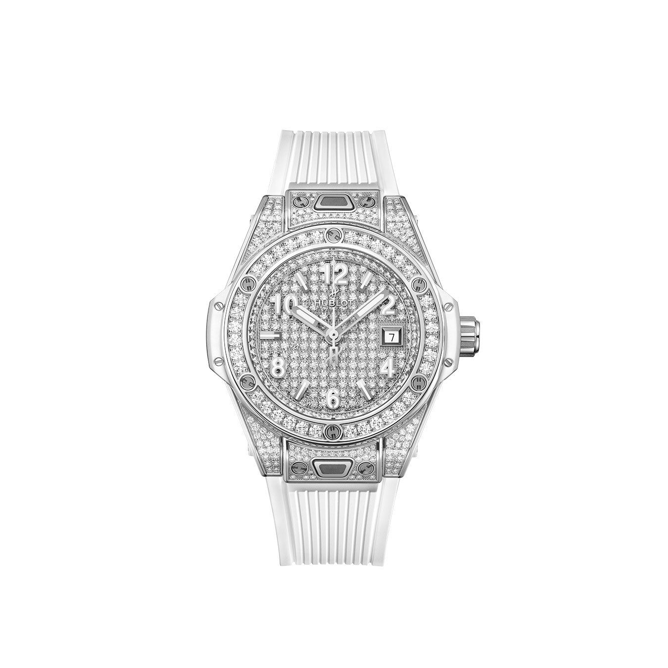 Hublot Big Bang One Click Steel White Full PAVÉ Ref# 485.SE.9000.RW.1604