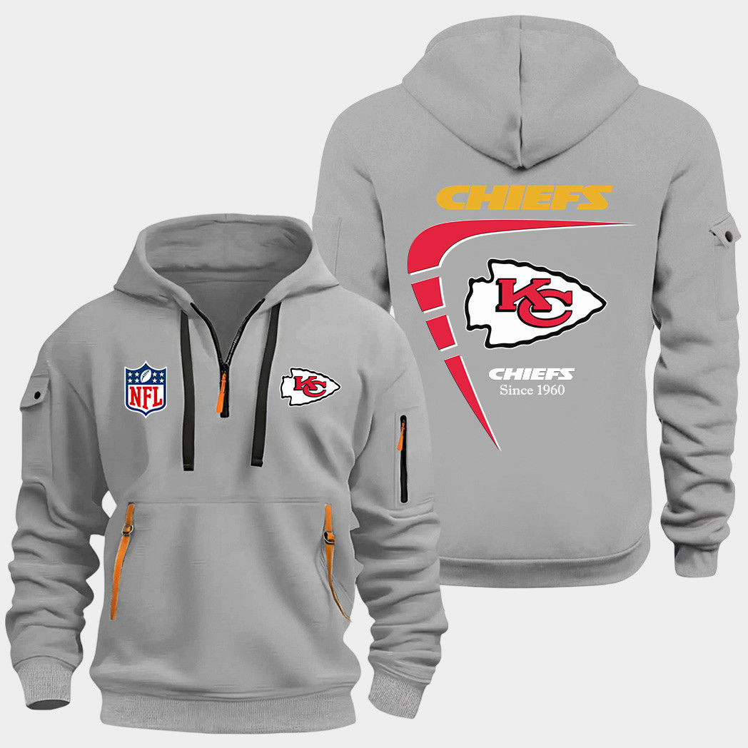Kansas City Chiefs Grey Quarter Zip Hoodie