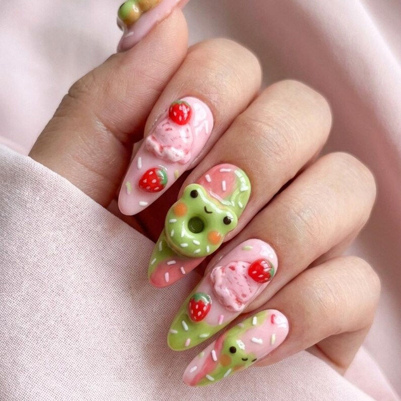 Thumbnail: press on nails, custom press on nails, fake nails, Nails Art