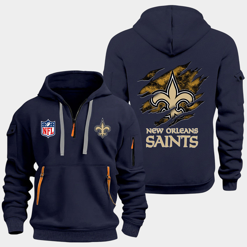 New Orleans Saints Navy Quarter Zip Hoodie