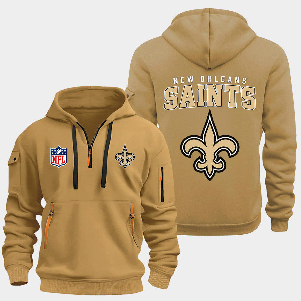 New Orleans Saints Gold Quarter Zip Hoodie
