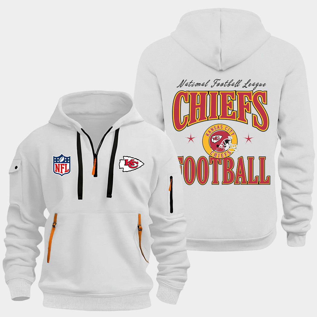 Kansas City Chiefs White Quarter Zip Hoodie