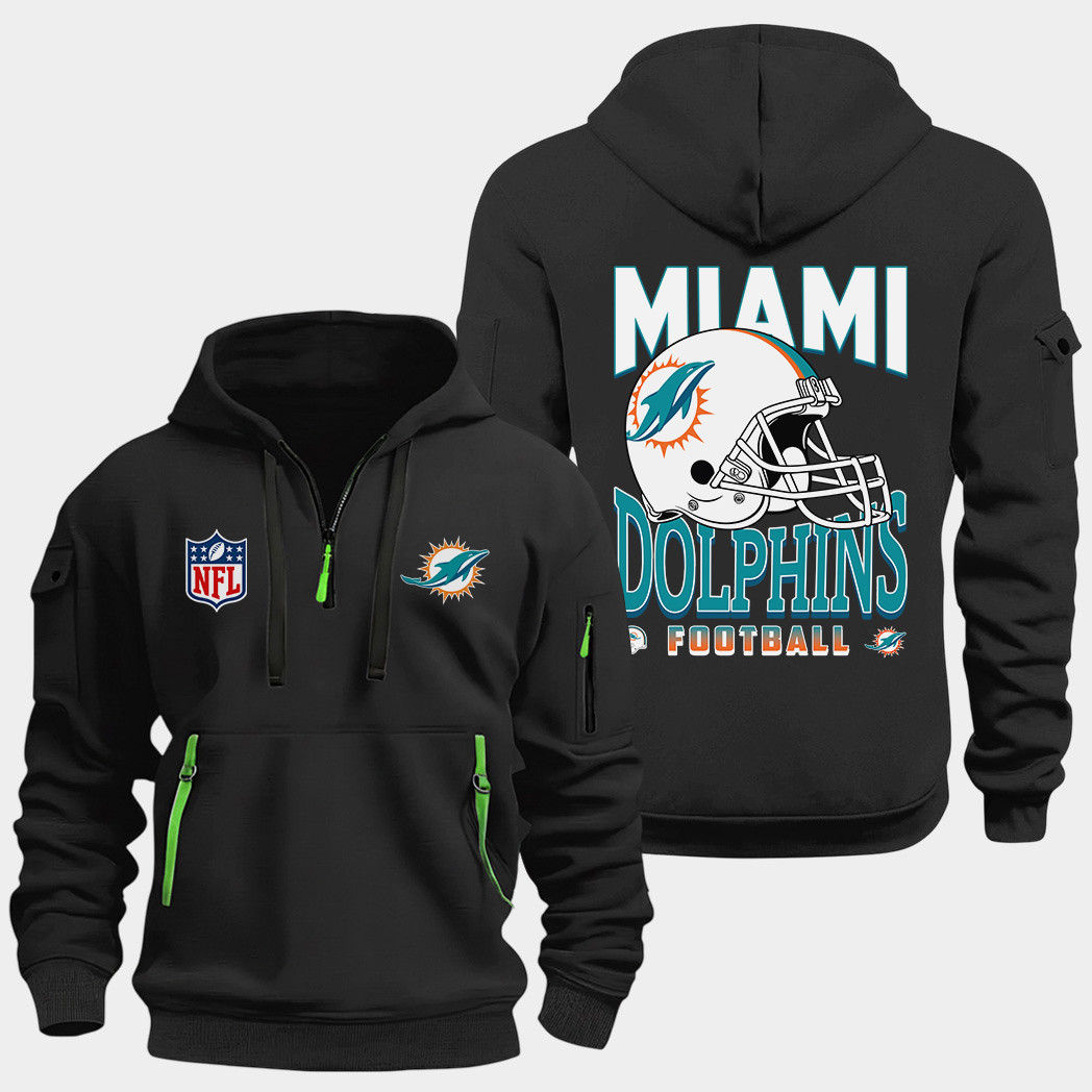 Miami Dolphins Black Quarter Zip Hoodie