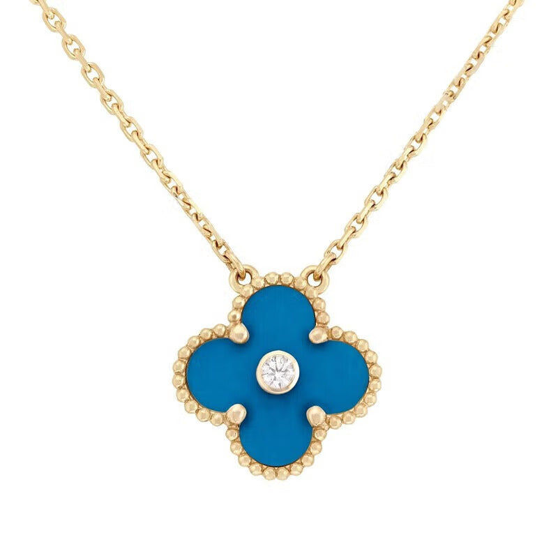 Thumbnail: Vintage Alhambra Blue Agate Clover Necklace