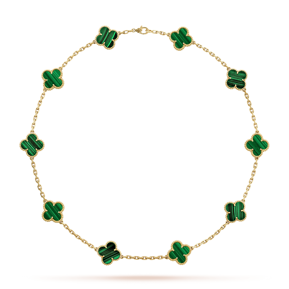 Thumbnail: Vintage Alhambra Malachite 10 Motifs Elegance Necklace