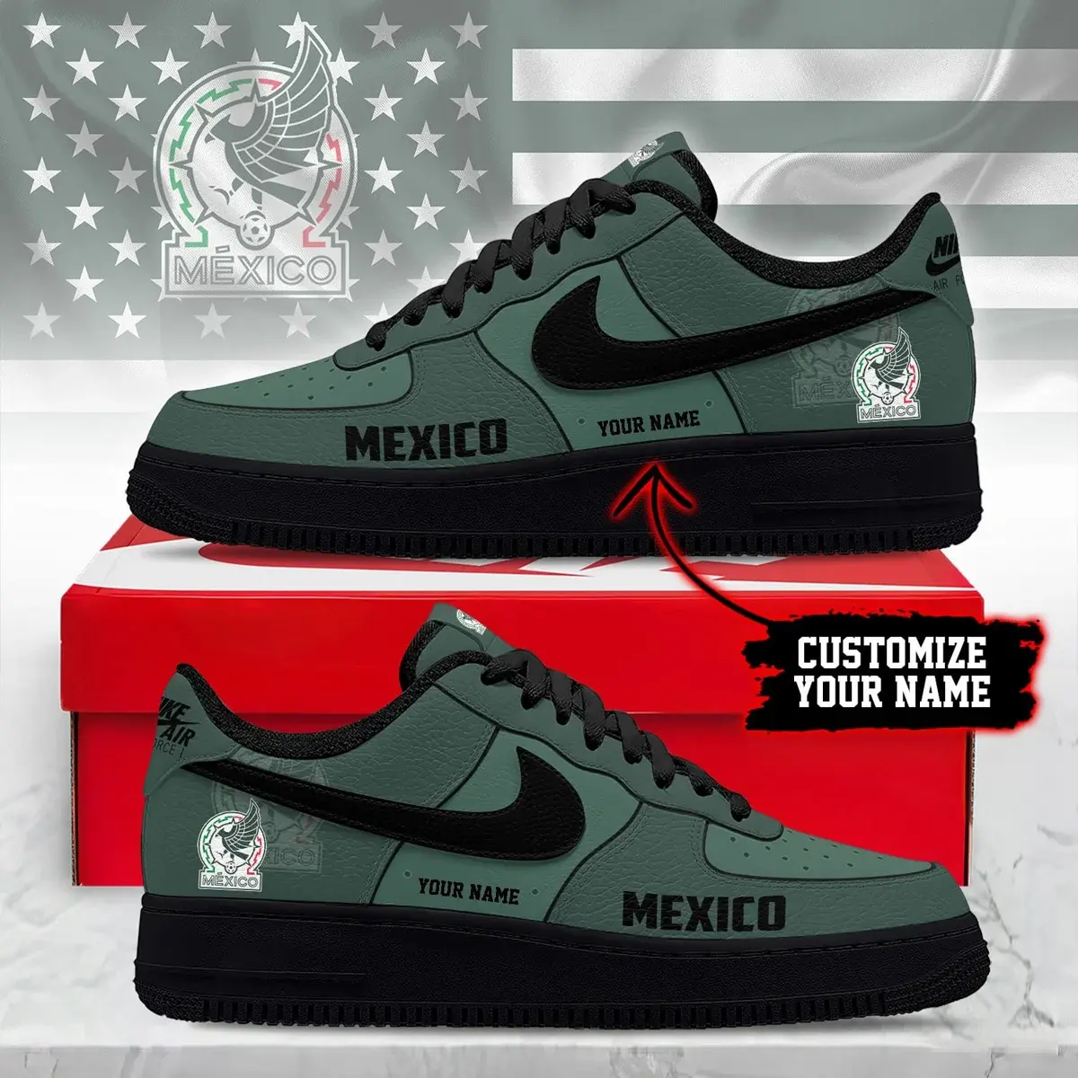 Mexico Premium WC26 Soccer Fan Custom Air Force 1 - Air Jordan 1 Shoes Sneaker