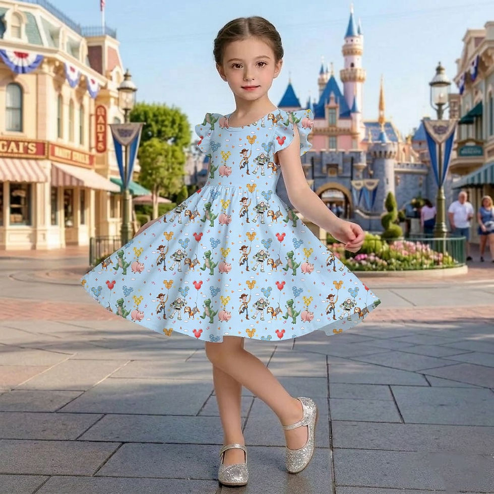 Thumbnail: Toy Story Character Pattern Outfit, Mama Mini Family Matching Skater Dress