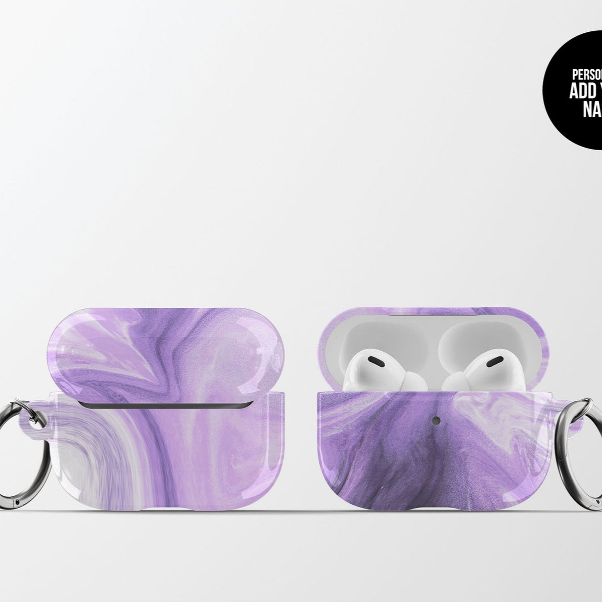 Purple Marble Custom AirPods Case | Personalized Hard Shell Earbud Case Cover w