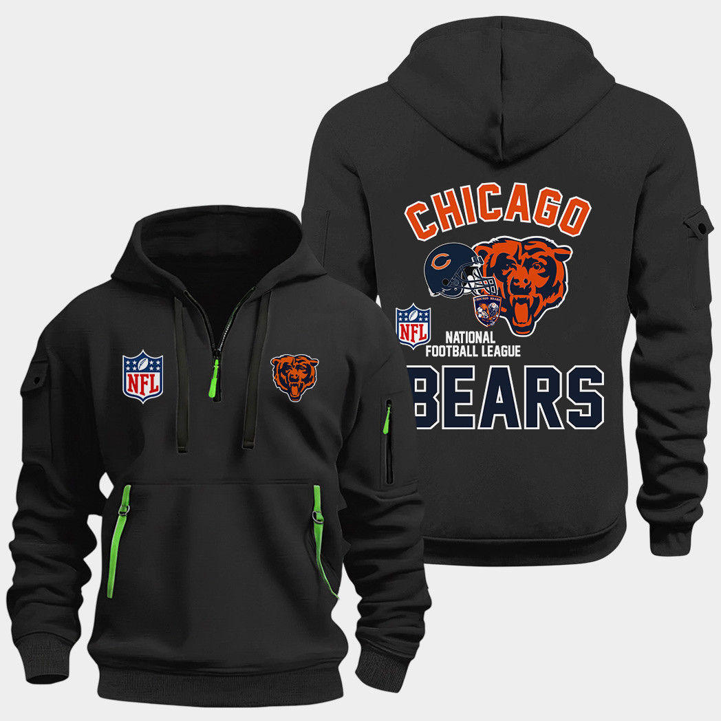 Chicago Bears Black Quarter Zip Hoodie