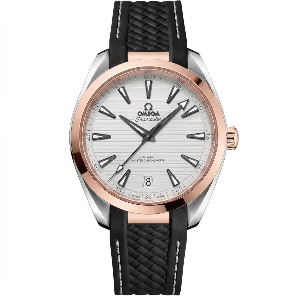 Omega OM White Dial Rose Tone Bezel Watch