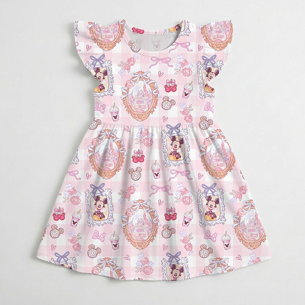 Thumbnail: Mouse Castle Pattern Outfit, Mama Mini Family Matching Dress