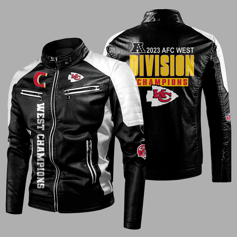 Kansas City Chiefs NFL AFC West Division Champions Team Logo Unisex Leather Jack