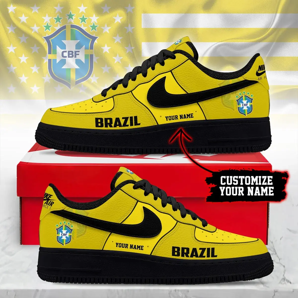 Brazil Premium WC26 Soccer Fan Custom Air Force 1 - Air Jordan 1 Shoes Sneaker