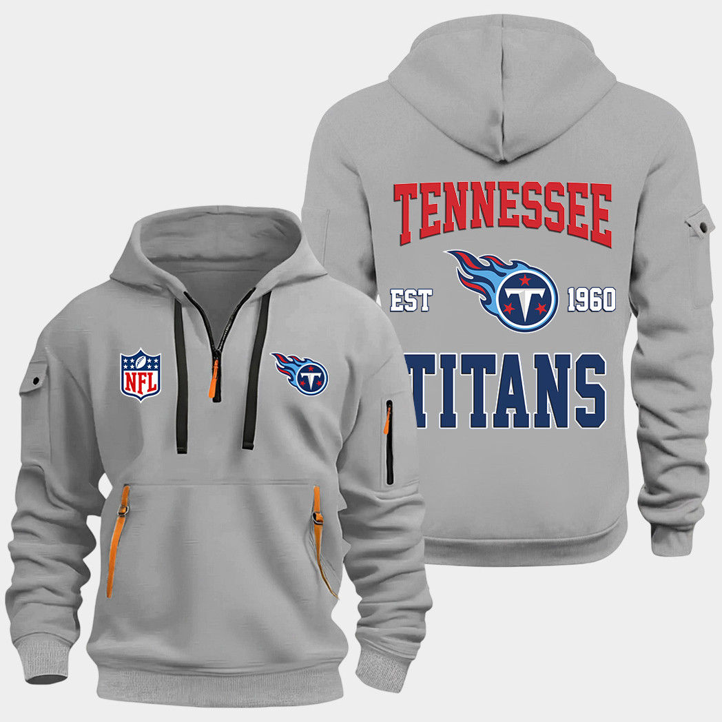 Tennessee Titans Grey Quarter Zip Hoodie