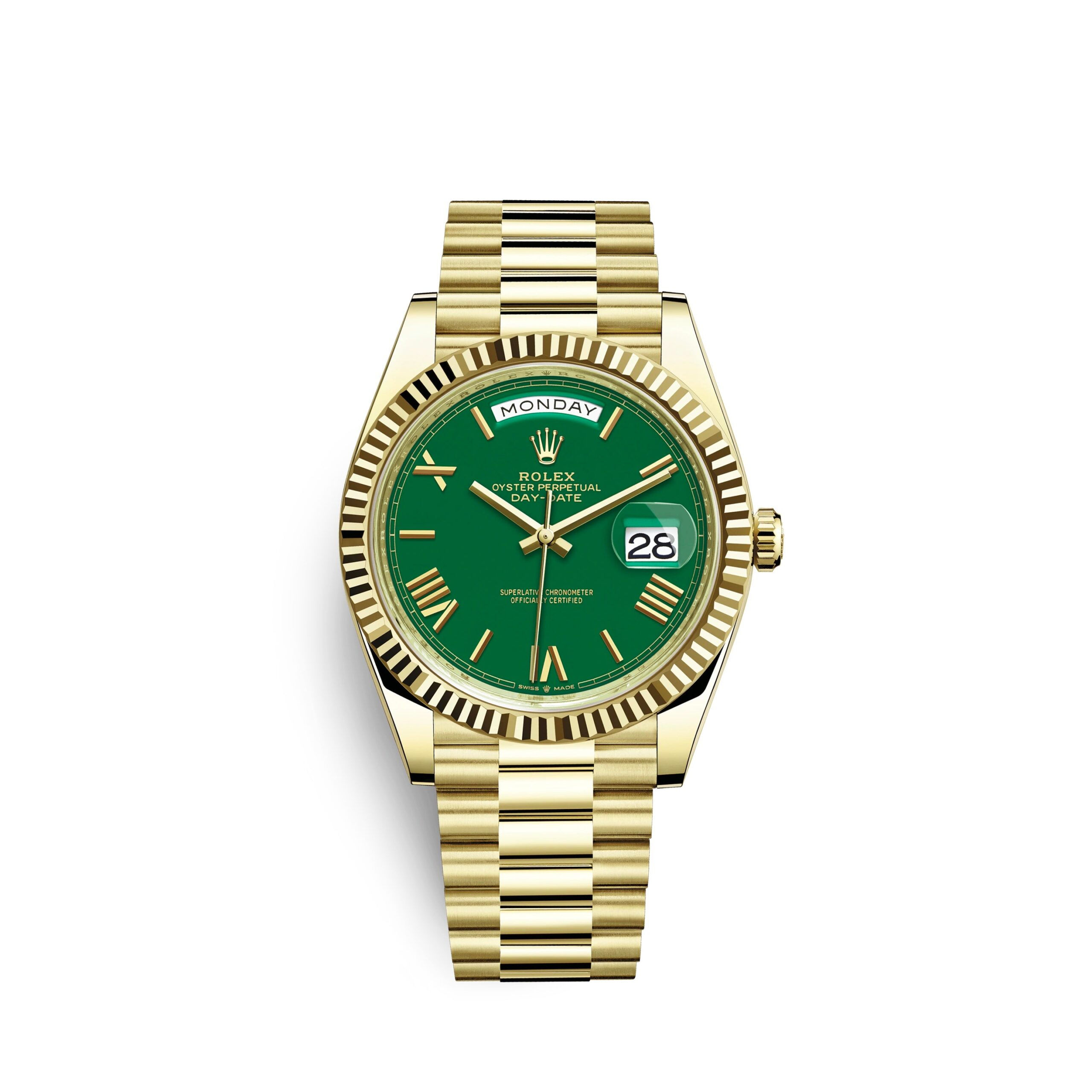 Rolex Day-Date 40 Oyster, 40 mm, yellow gold, Green Dial