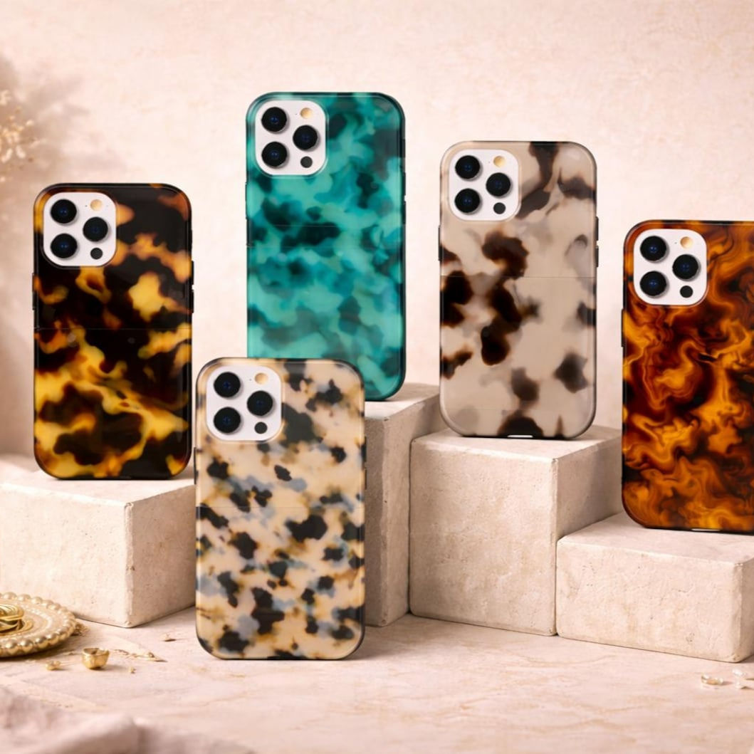 Unique Tortoise Shell iPhone Case, Amber Teal Marble Phone Case, Elegant Iphone