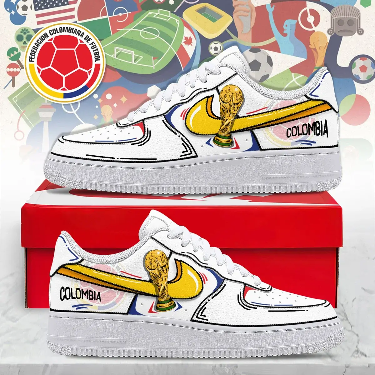 Colombia Premium WC26 Legacy Custom Air Force 1 - Air Jordan 1 Shoes Sneaker