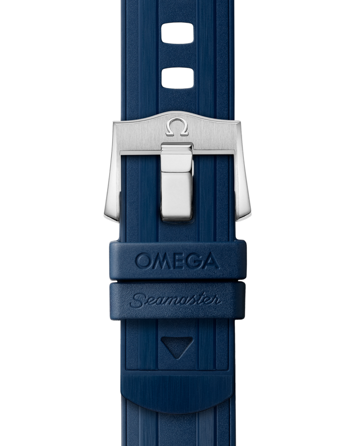 Thumbnail: Omega Seamaster Diver 300M 42 mm, steel ‑ Sedna™ gold on rubber strap, Blue Dial