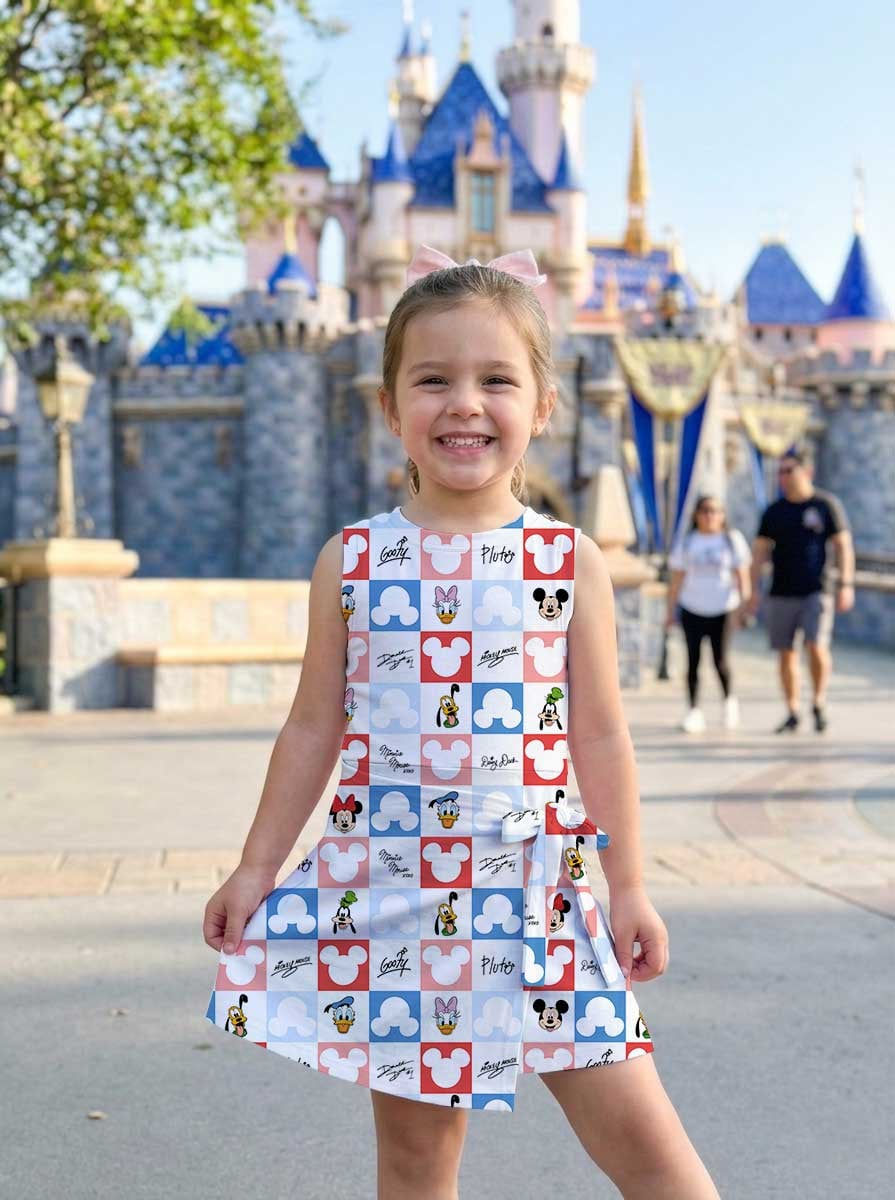 Thumbnail: Girls Mouse Friends 4th Of July Patriotic Family Matching Tennis Dress Skirt Set