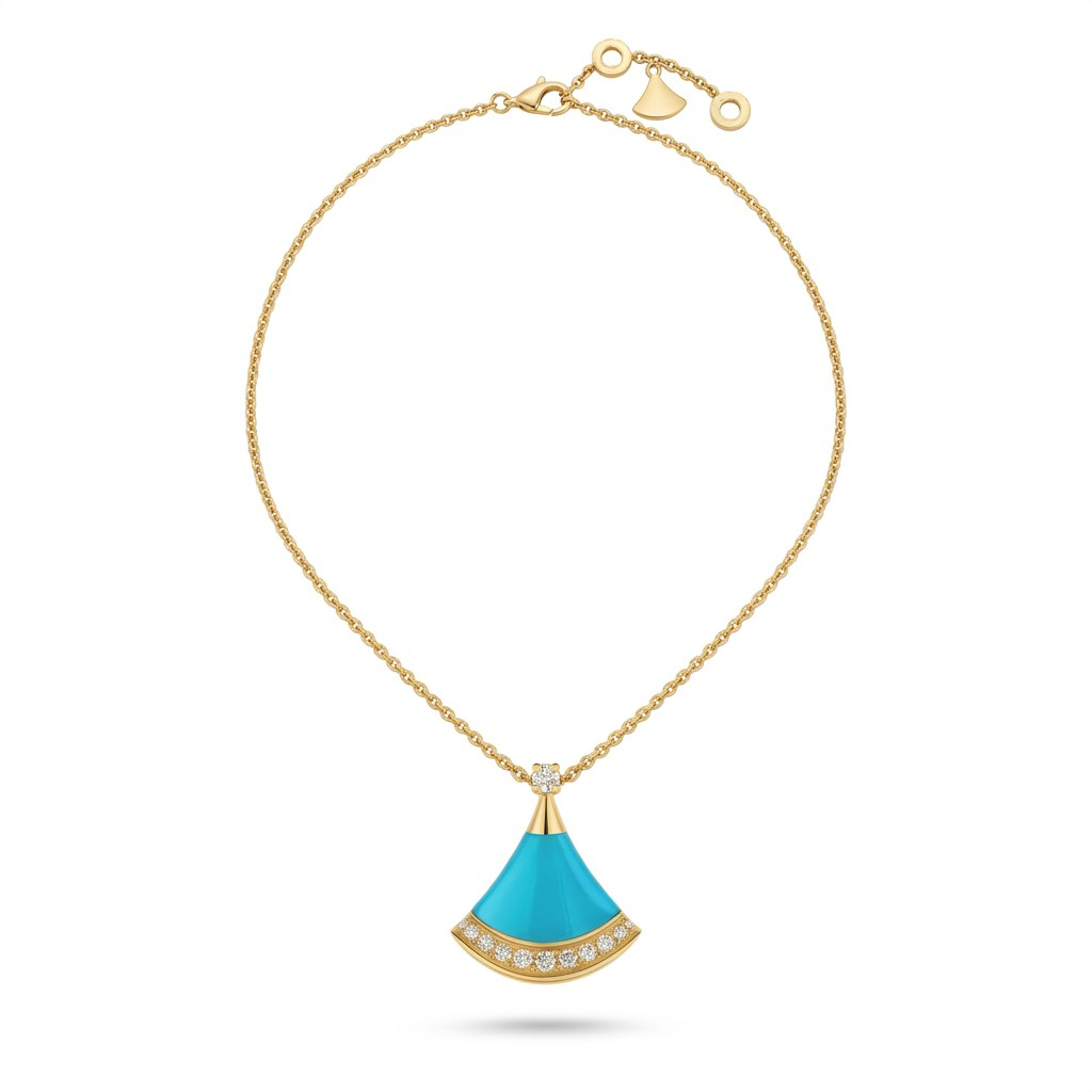Divas' Dream Blue Fan Pendant Necklace