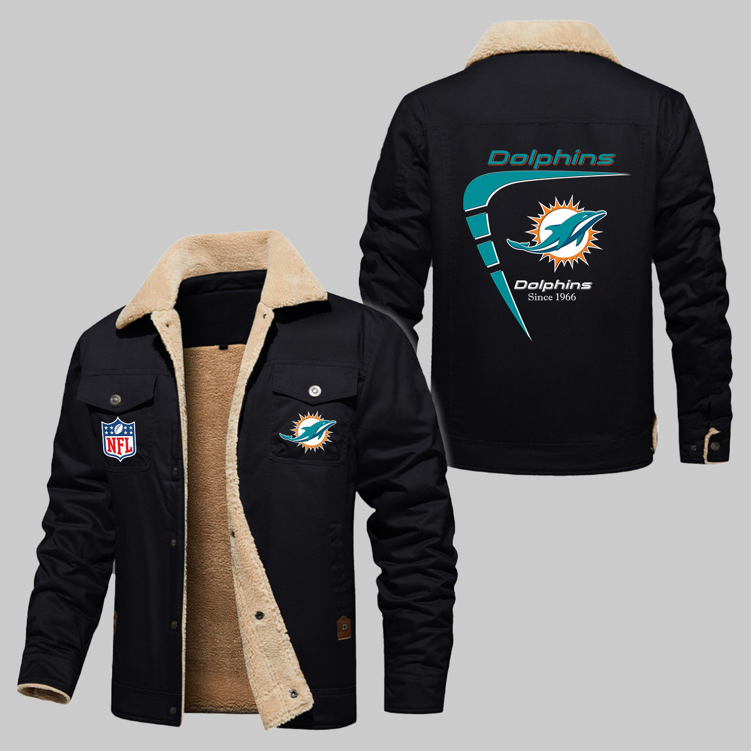 Miami Dolphins NFL Team Logo Established Year Boomerang Lining Pattern Black 2D