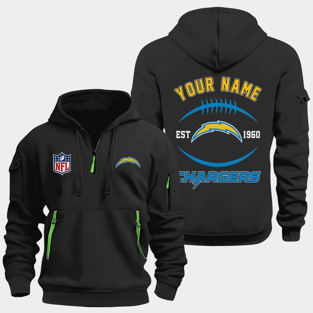 Los Angeles Chargers Black Quarter Zip Hoodie