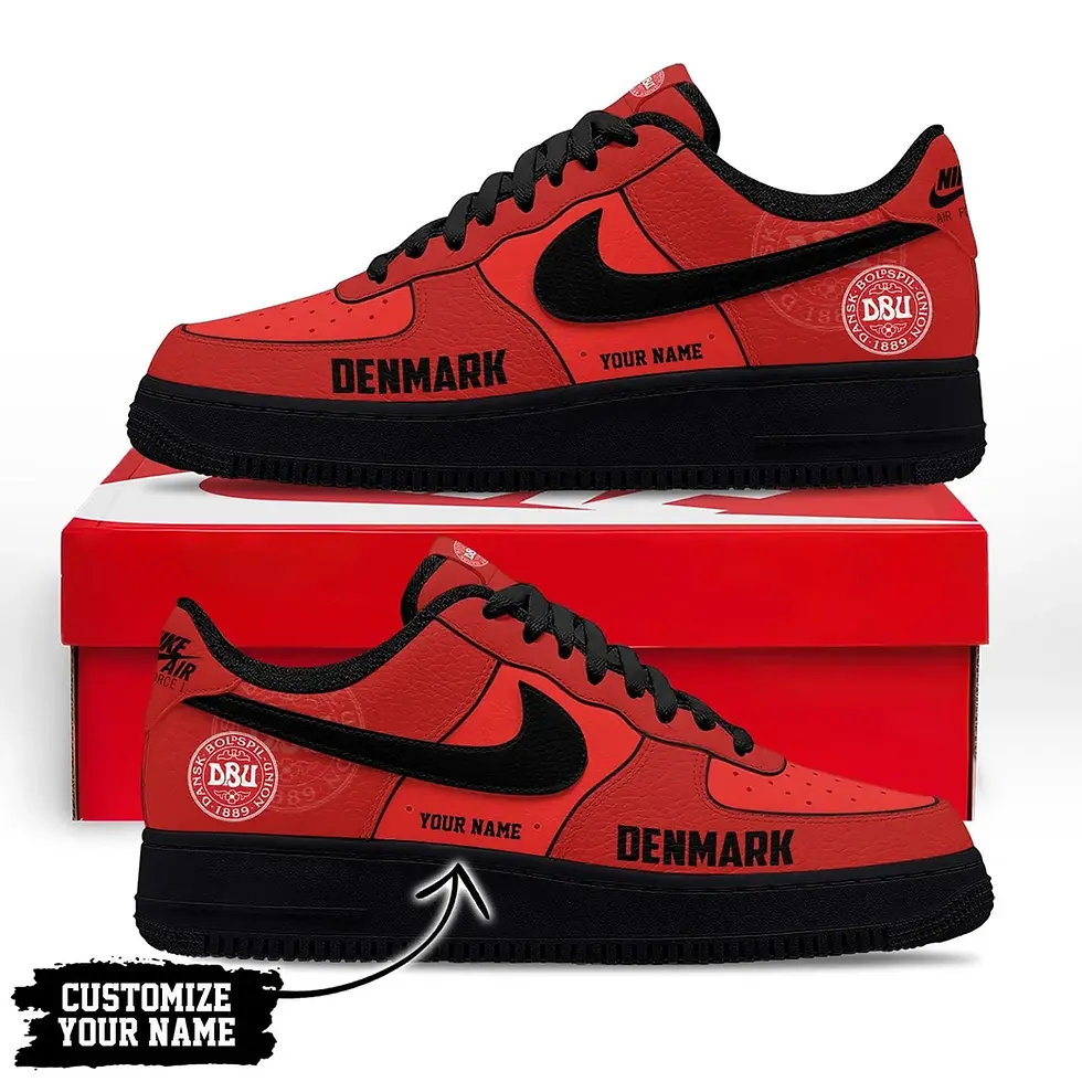 Thumbnail: Denmark Premium WC26 Soccer Fan Custom Air Force 1 - Air Jordan 1 Shoes Sneaker