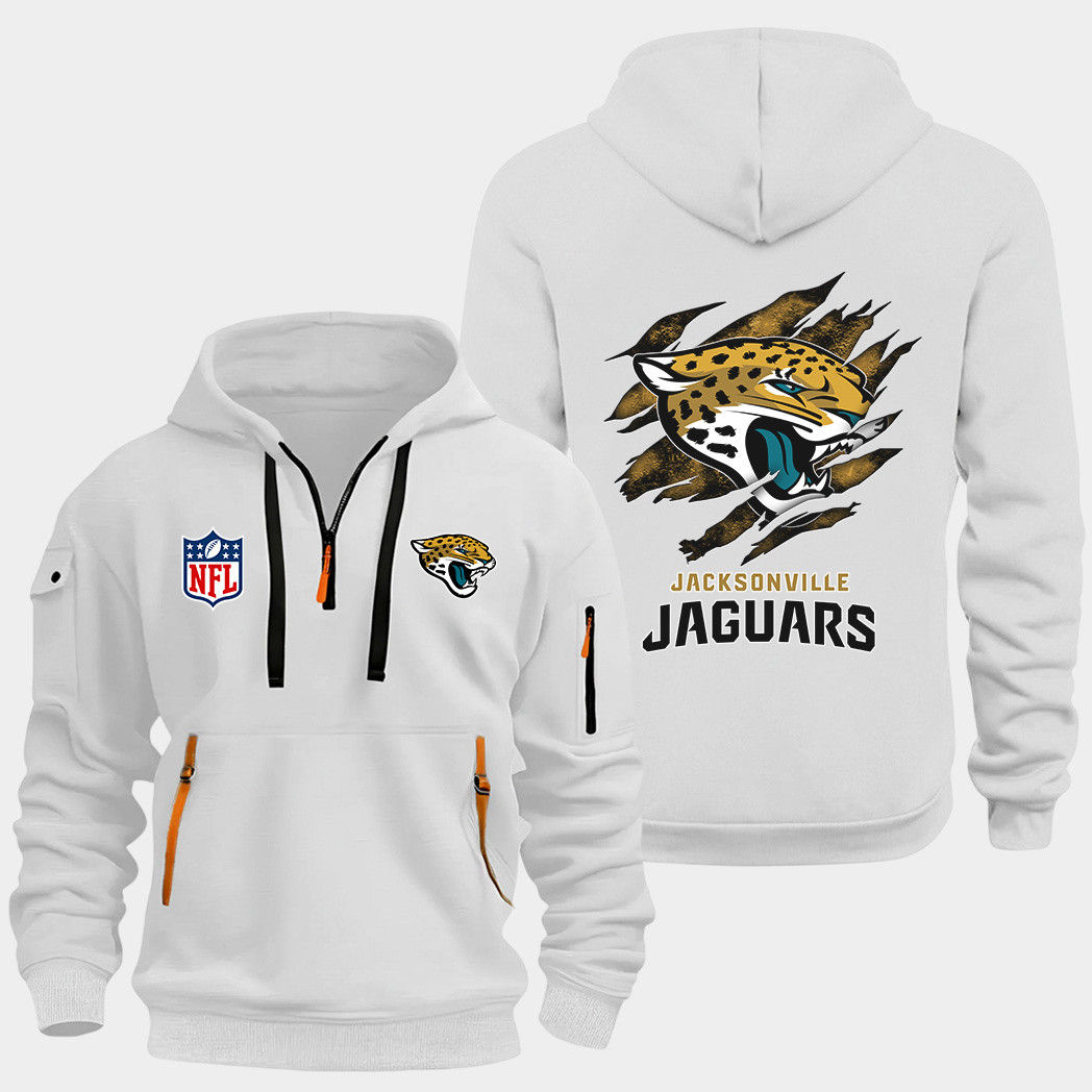Jacksonville Jaguars White Quarter Zip Hoodie