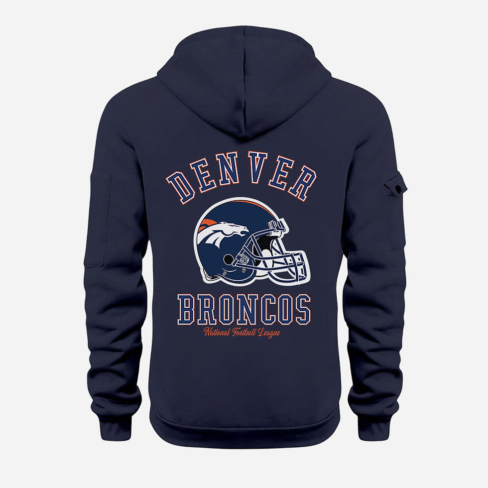 Thumbnail: Denver Broncos Navy Quarter Zip Hoodie