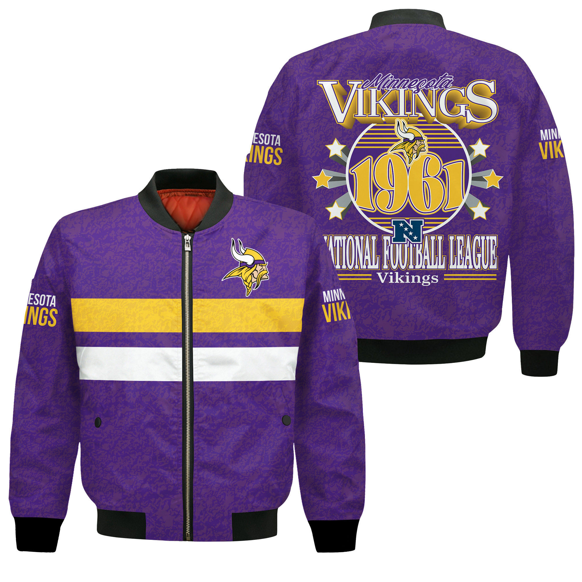 Minnesota Vikings Football Team 2024 -25 Super Durable Bomber Jacket