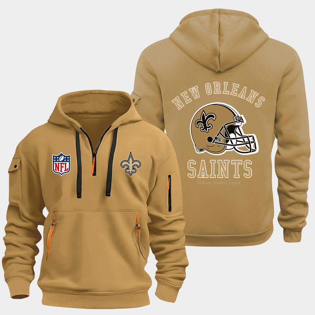 New Orleans Saints Gold Quarter Zip Hoodie