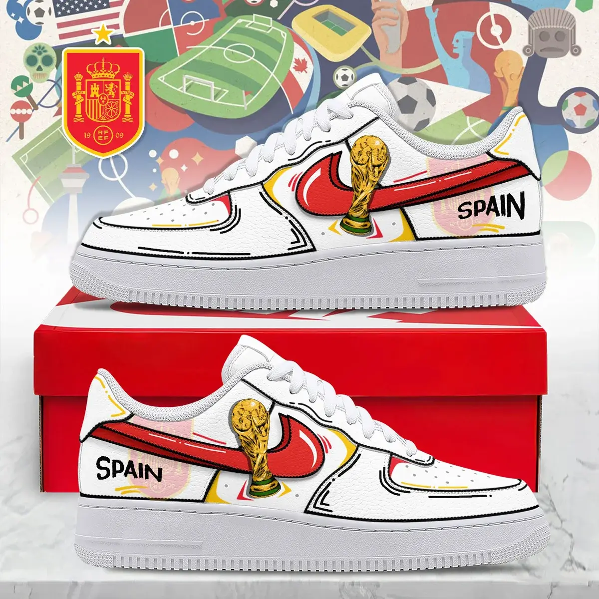 Spain Premium WC26 Legacy Custom Air Force 1 - Air Jordan 1 Shoes Sneaker