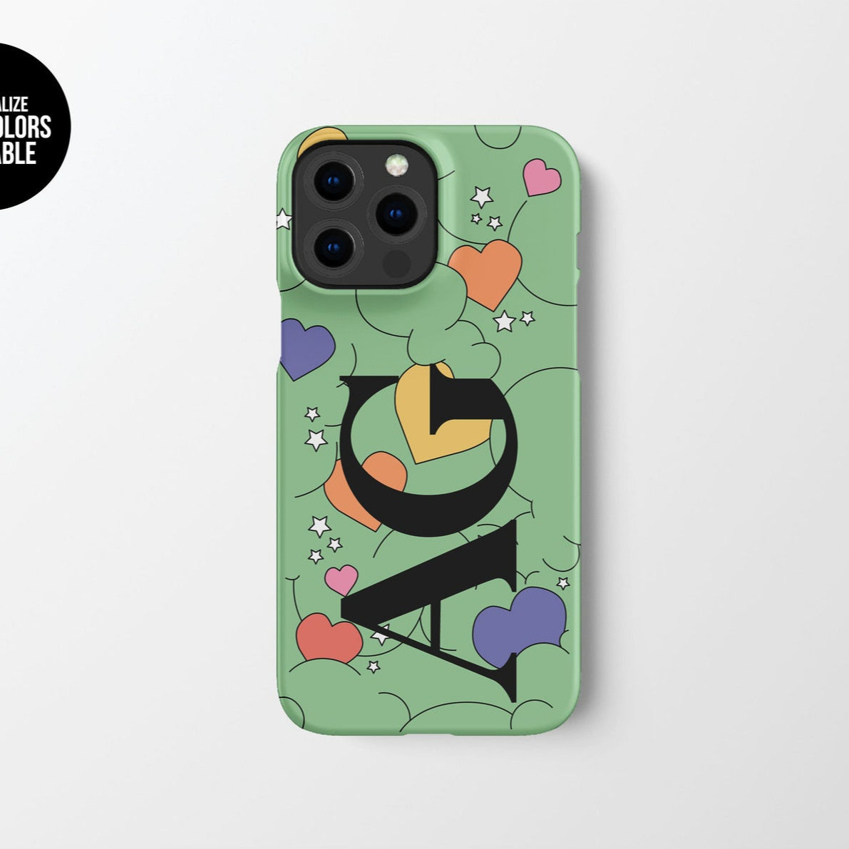 Puffy Love Phone Case | Custom Green Clouds Phone Case | iPhone 13 12 11 Xr Xs P