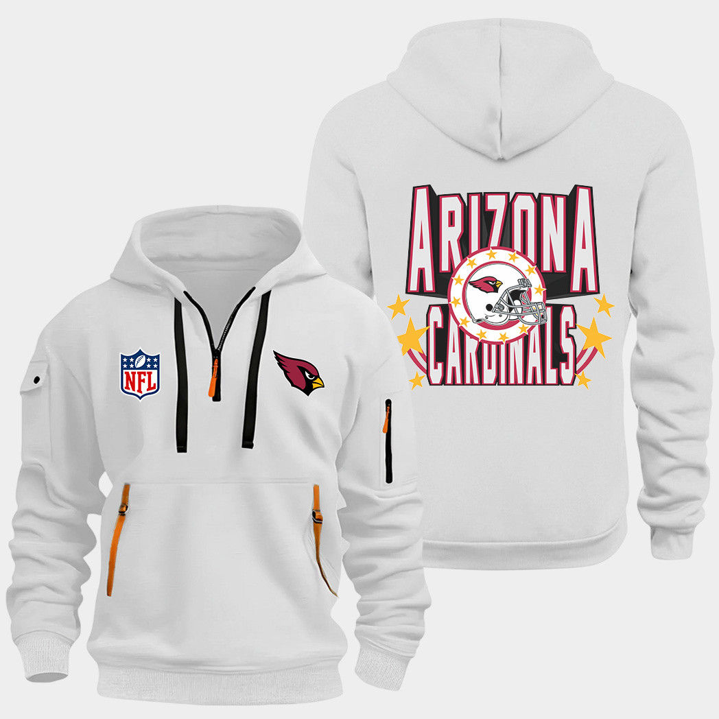 Arizona Cardinals White Quarter Zip Hoodie